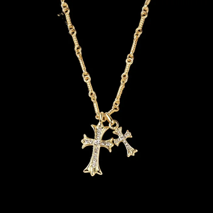 Double Cross Pendant Necklace