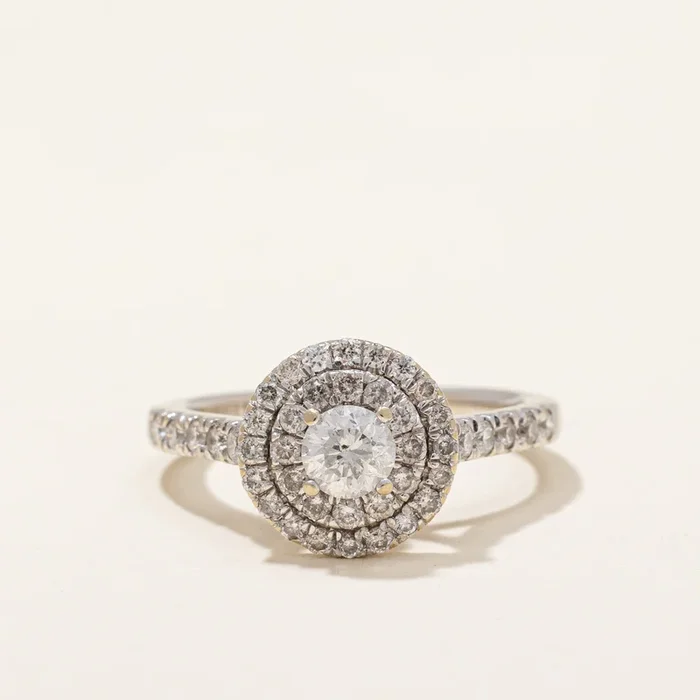 Double Halo Diamond Engagement Ring | 0.80 ctw | SZ 4.5 |