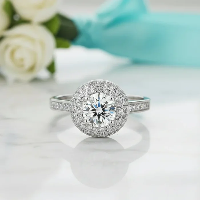 Double-Halo Round 1.00 ct Diamond OptionEngagement Ring