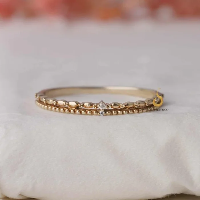 Double Milgrain Tiny Minimalist Ring