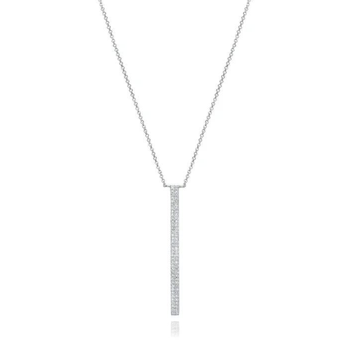 Double Row Diamond Bar Necklace set in 14k White Gold