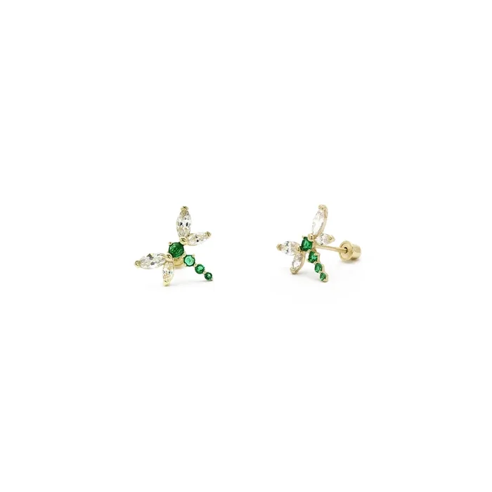 Dragonfly CZ Stud Earrings (14K)