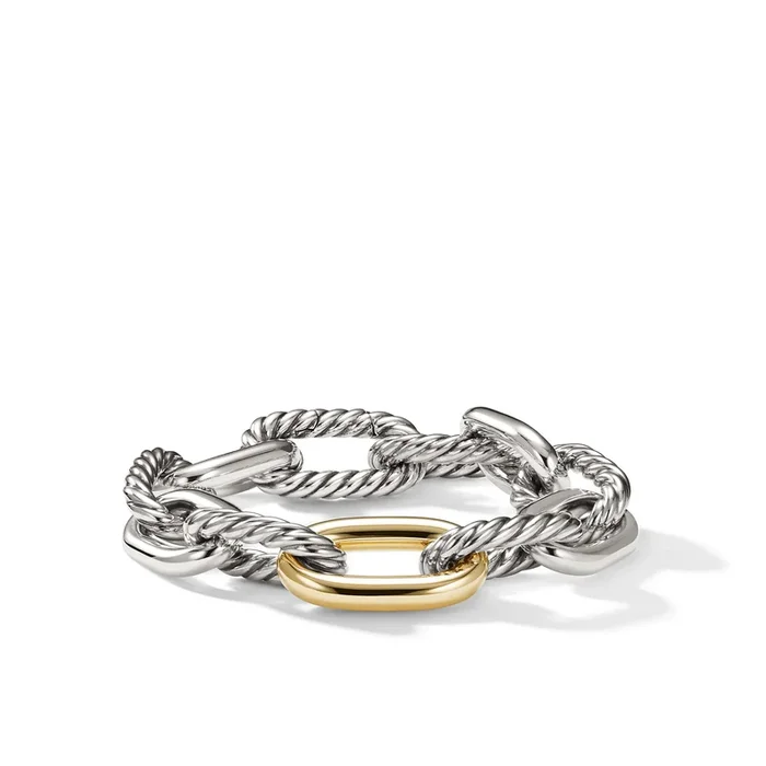 DY Madison® Chain Bracelet in Sterling Silver with 18K Yellow Gold, 13.5mm