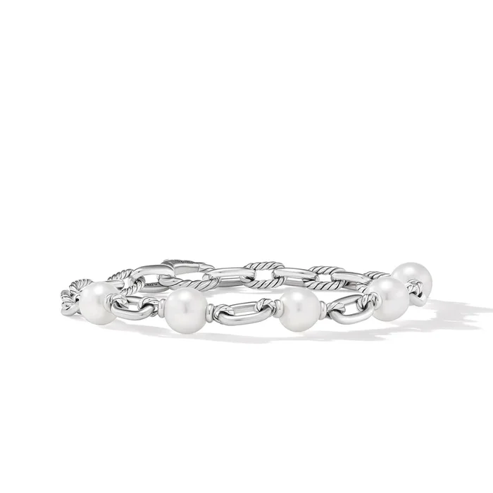 DY Madison® Chain Bracelet in Sterling Silver with Pearls, 6mm