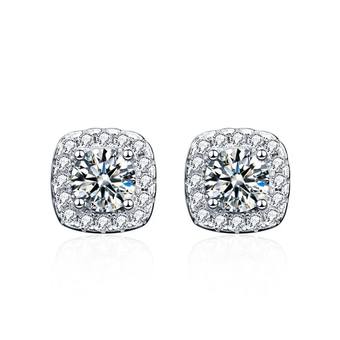 Earrings 925 Sterling Silver VVS Moissanite Diamond Stud Earring