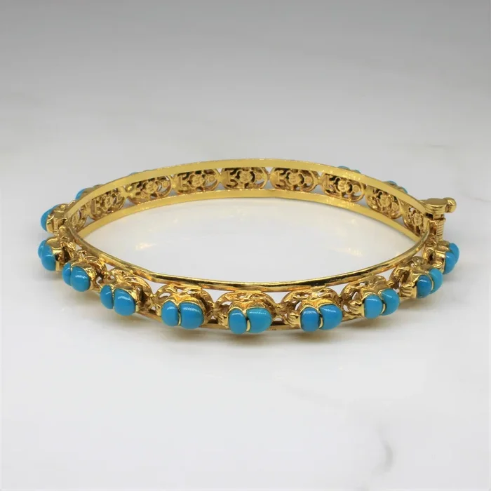Egyptian Turquoise Scarab Beetle Bracelet | 9.00ctw | 6″ |