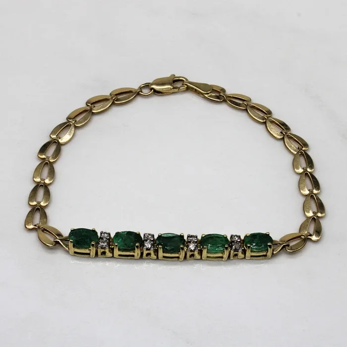 Emerald & Diamond Bracelet | 1.25ctw, 0.16ctw | 7″ |