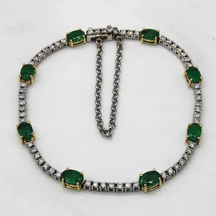 Emerald & Diamond Tennis Bracelet | 3.55ctw, 1.00ctw | 7″ |
