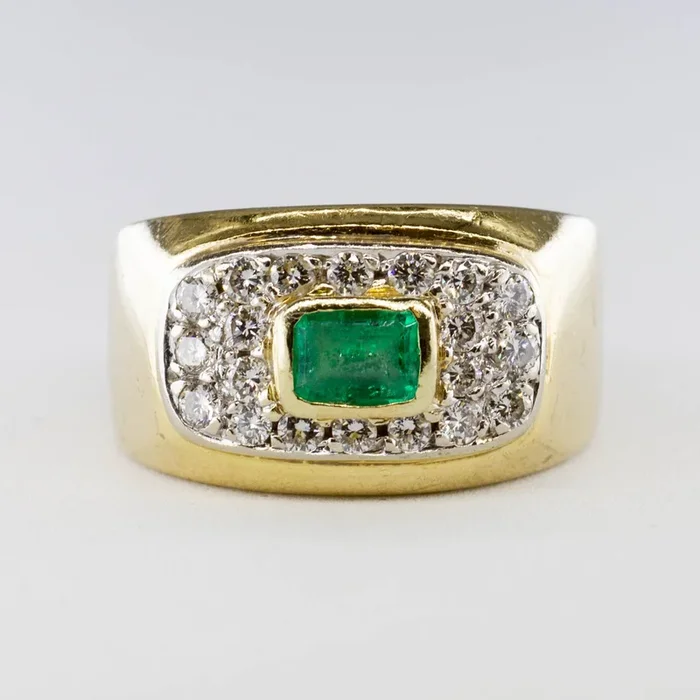 Emerald and Diamond Ring | 0.50 ct Emerald, 0.50 ctw Diamonds | SZ 7.5
