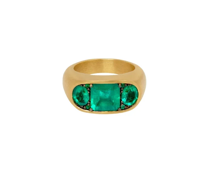 Emerald Keystone Ring