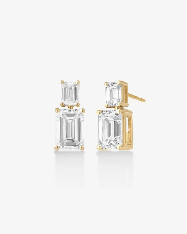 Emerald Lab Diamond Earrings