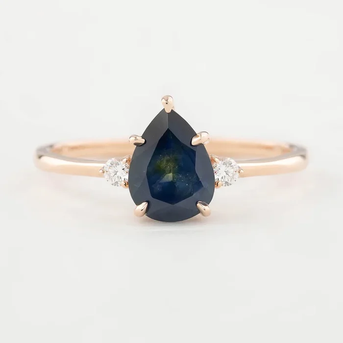 エミリーリング　グリーンモンタナサファイア　1.45ct　14Kローズゴールド