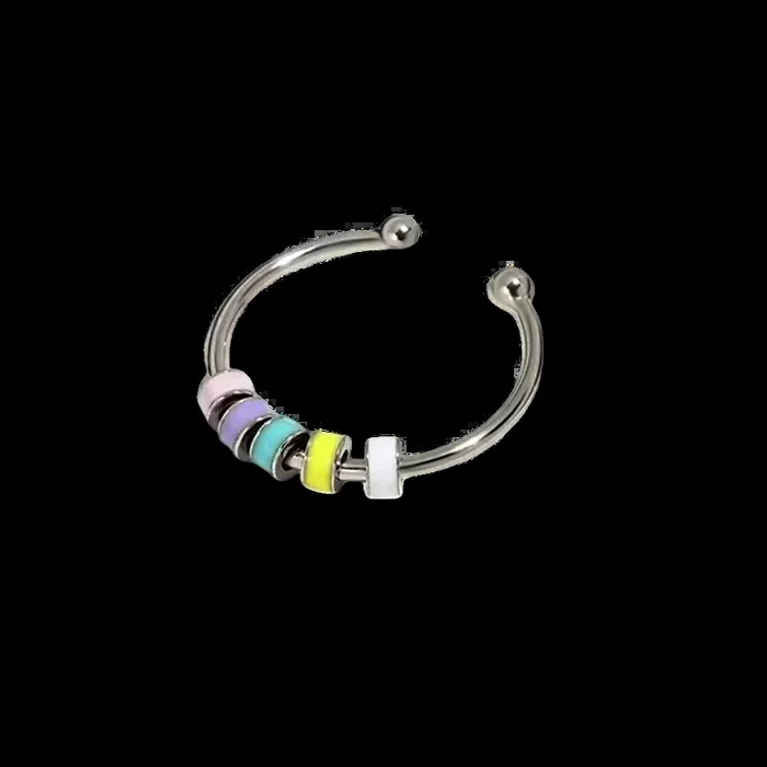 Enamel Bead Spinning Fidget Ring