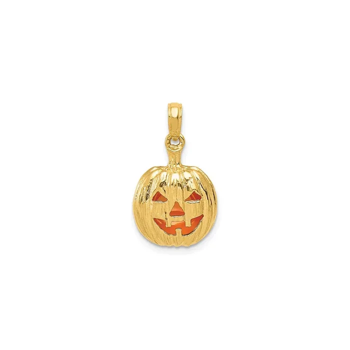 Enameled Jack O’ Lantern Pendant (14K)