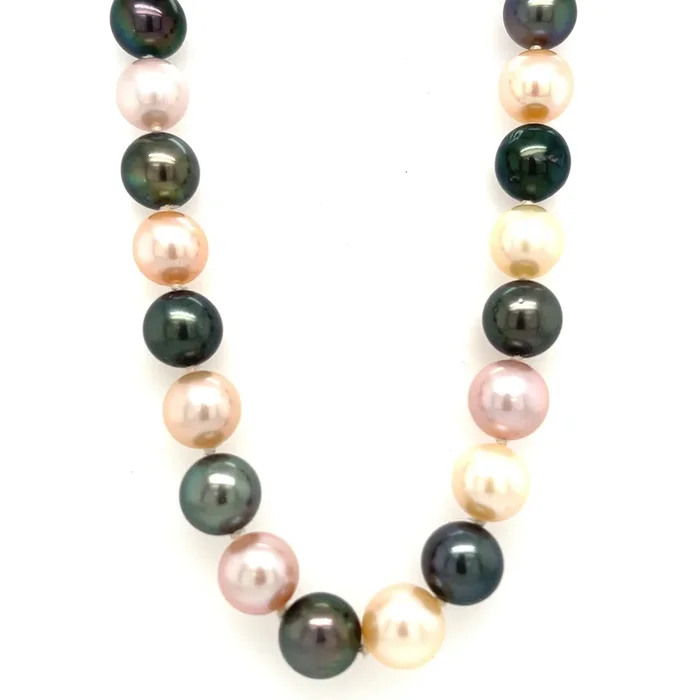 Estate 10mm Tahitian Cultured Pearl 18 inch Necklace with 18K Yellow Gold Clasp
