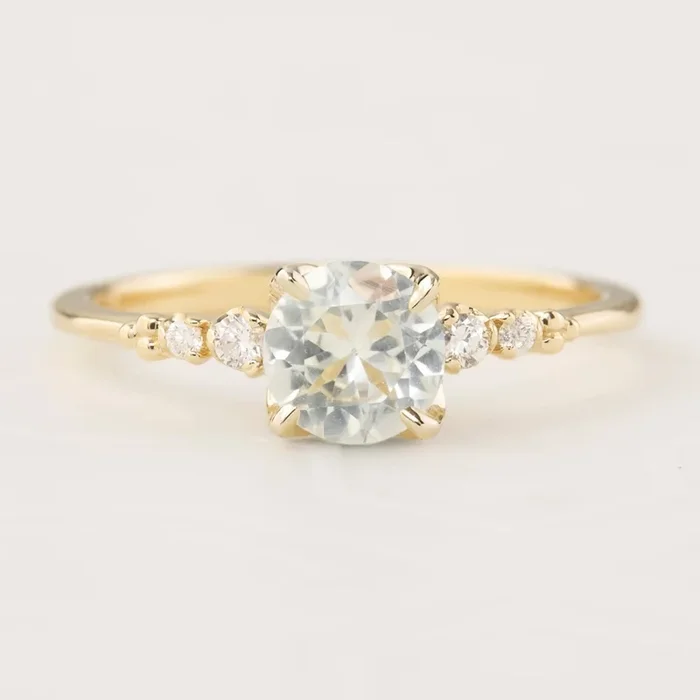 Estel Fleur 4 Prong Ring, 0.90ct White Montana Sapphire (One of a kind)