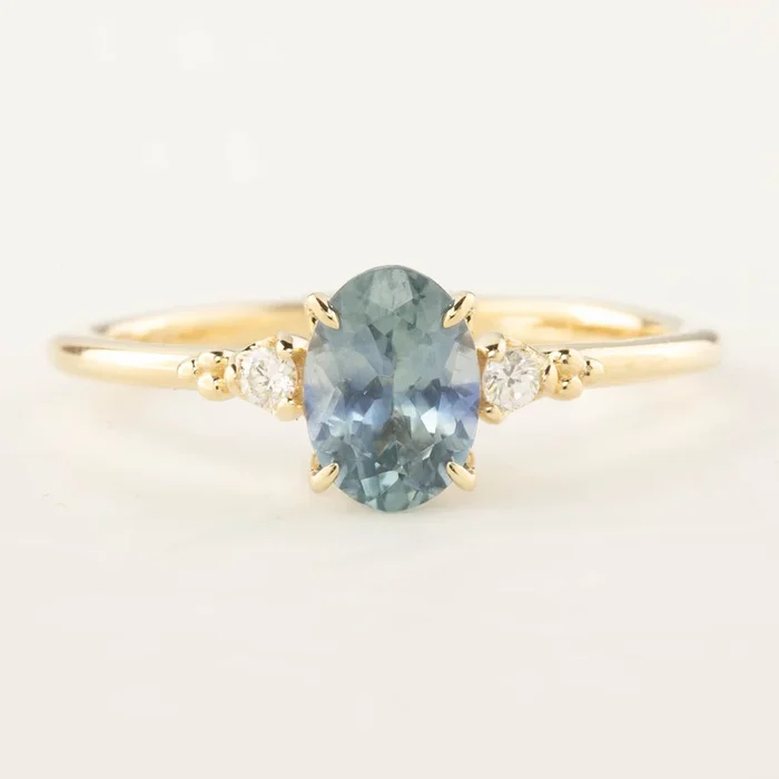 Estel Ring 1.02ct Blue Oval Montana Sapphire, 14k Yellow Gold, GIA Certified (One of a kind)