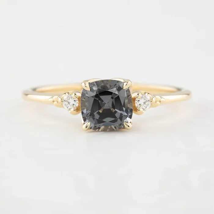 Estel Ring – 1.11ct Cushion Cut Gray Spinel (One of a kind)