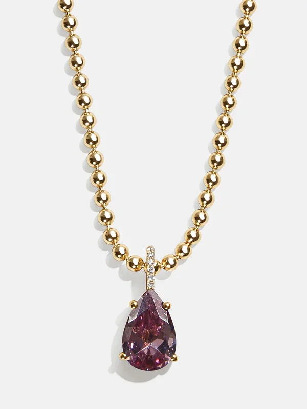 Esther 18K Gold Plated Sterling Silver Birthstone Necklace – Light Amethyst