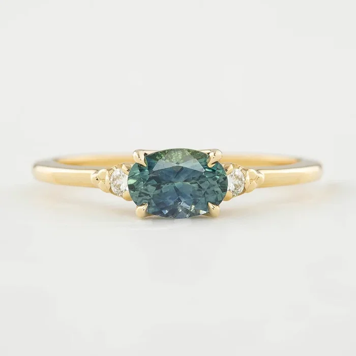 エステルリング　グリーンモンタナサファイア　0.85ct　14Kイエローゴールド