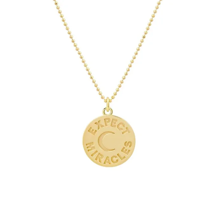Expect Miracles & Moon Sentiment Pendant Necklace