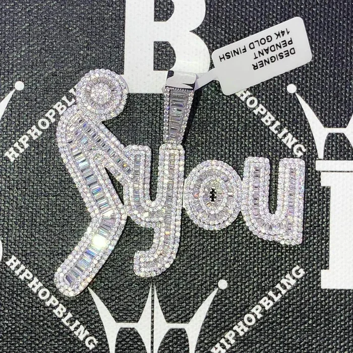 F You Baguette CZ Hip Hop Bling Bling Pendant
