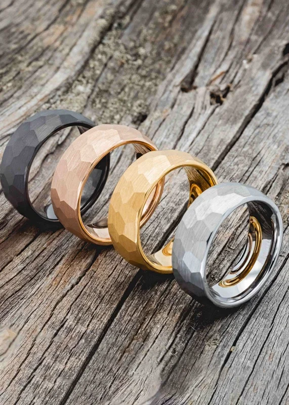 FACETED TUNGSTEN RINGS