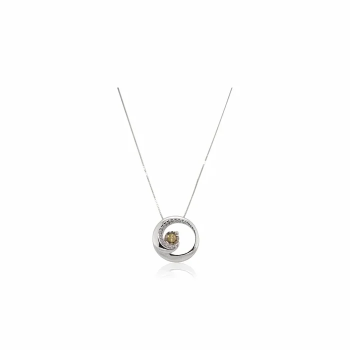 Fancy Light Brown Diamond Round Swirl Pendant