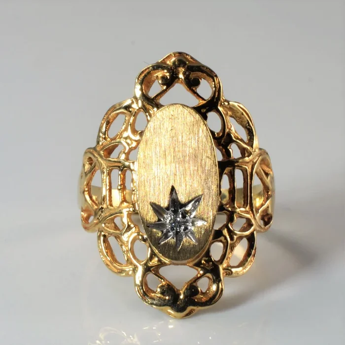 Filigree Diamond Signet Ring | 0.005ct | SZ 6 |