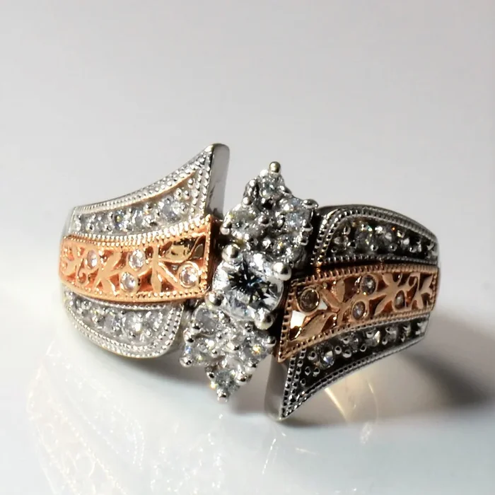 Filigree Two Tone Diamond Ring | 0.56ctw | SZ 7 |