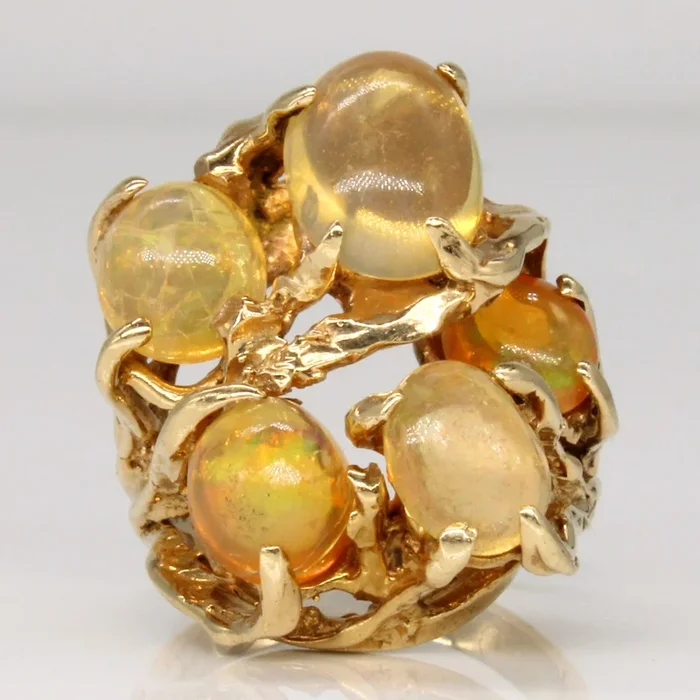 Fire Opal Cocktail Ring | 6.20ctw | SZ 5.5 |