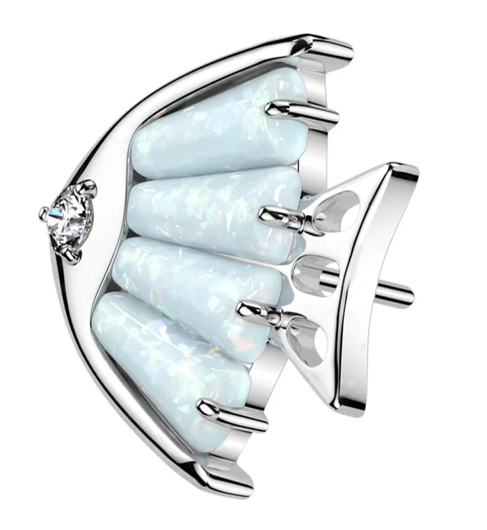 Fish White Opalite Titanium Threadless Top