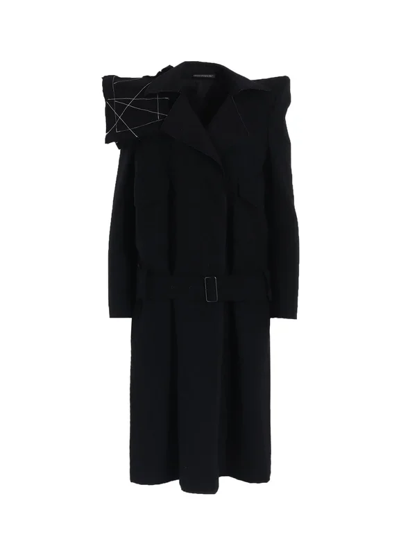 FLANNEL P SHOULDER BELTED COAT