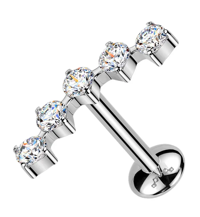 Flex Moissanite Gem Titanium Threadless Labret