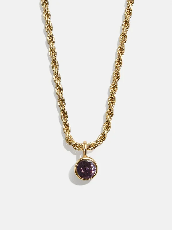 Florence 18K Gold Plated Sterling Silver Birthstone Necklace – Amethyst