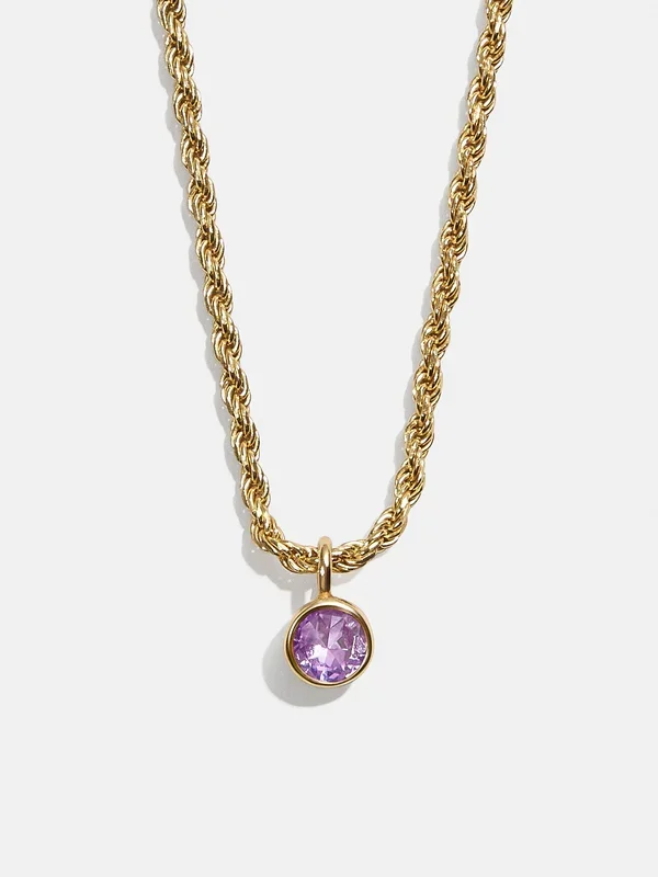 Florence 18K Gold Plated Sterling Silver Birthstone Necklace – Light Amethyst