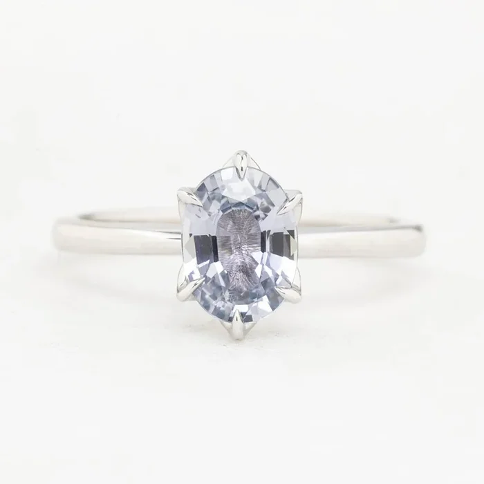 Floryn Ring – 1.47ct Light Blue Unheated Madagascar Sapphire Ring, 14k White Gold (One of a kind)
