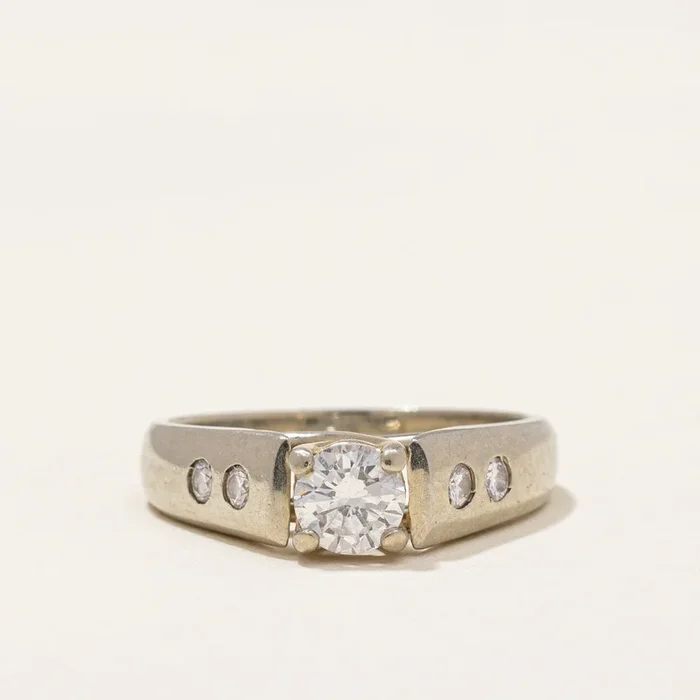 Flush Set Diamond Detailed Engagement Ring | 0.58 ctw | SZ 3.5 |