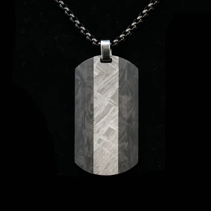 Forged Carbon Fiber and Meteorite Dog Tag Pendant