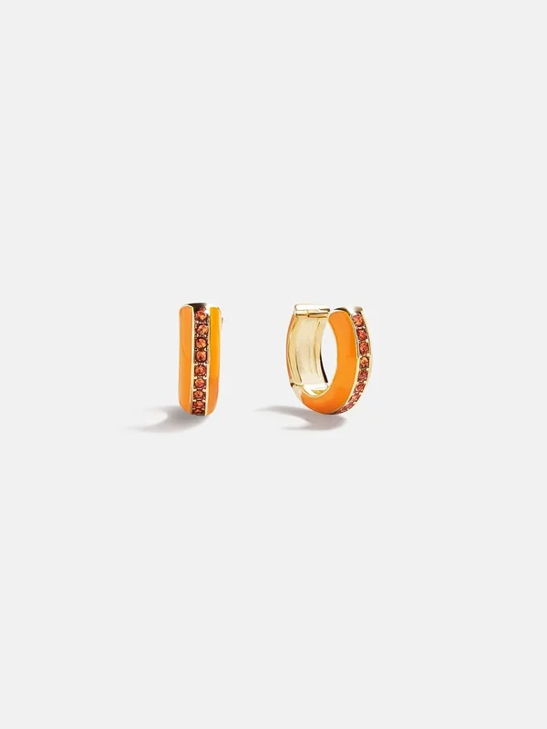 Game Day Enamel Huggie Earrings – Light Orange