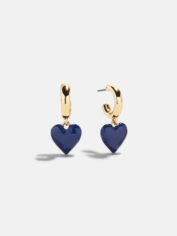 Game Day Heart Drop Earrings – Navy