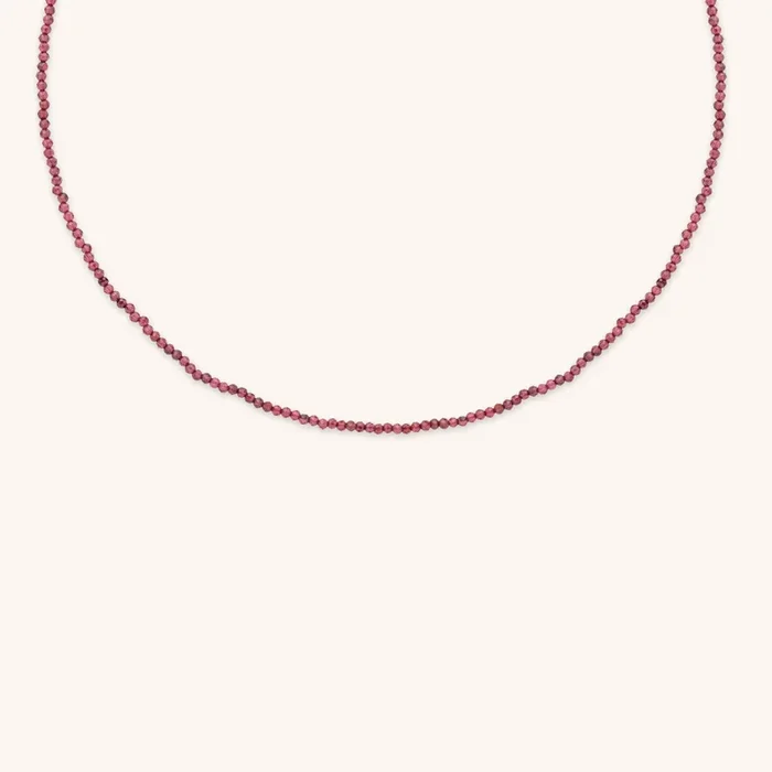Garnet January Beaded Necklace in Solid Gold