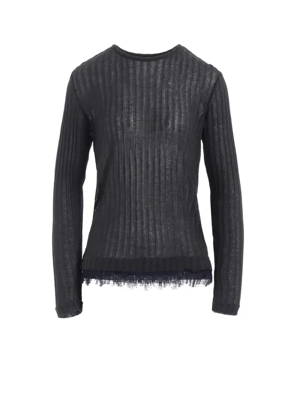 GAUZE RIB LONG SLEEVE CREW NECK T