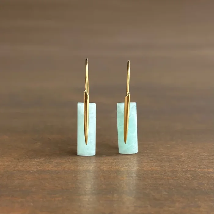 Glacial Aquamarine Feather Earrings