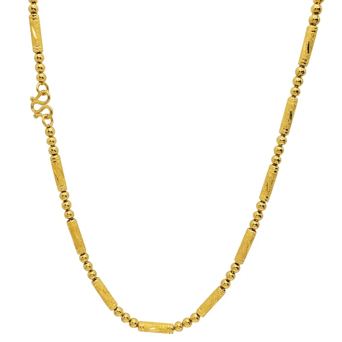 Glitter-Cut Barrel & Ball Necklace (24K)