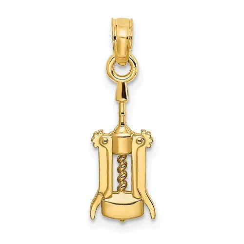 Glossy Textured Wine Opener Pendant (14K)