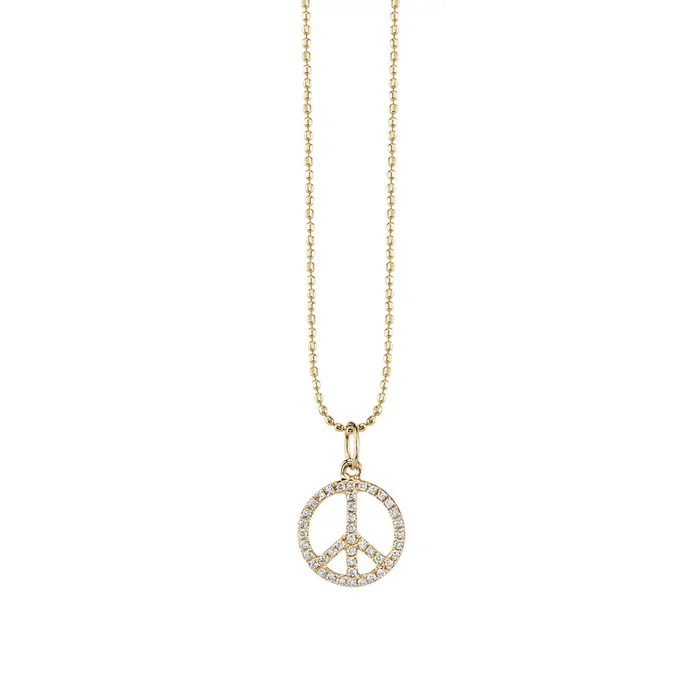 Gold & Diamond Small Peace Sign Charm