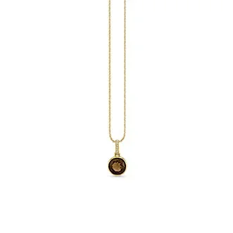 Gold & Smokey Topaz Icon Solitaire with Diamond Bail Charm