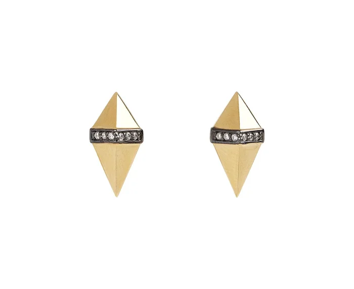 Gold and Diamond Jumbo Pietra Stud Earrings