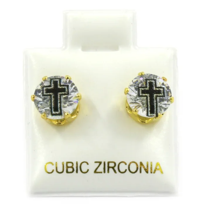 Gold Cz Black Cross Stamp